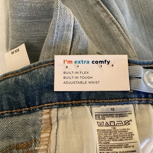 Old Navy NWT Skinny Built In Flex Boys Denim Distressed Jeans.   Size 12 - Picture 6 of 8